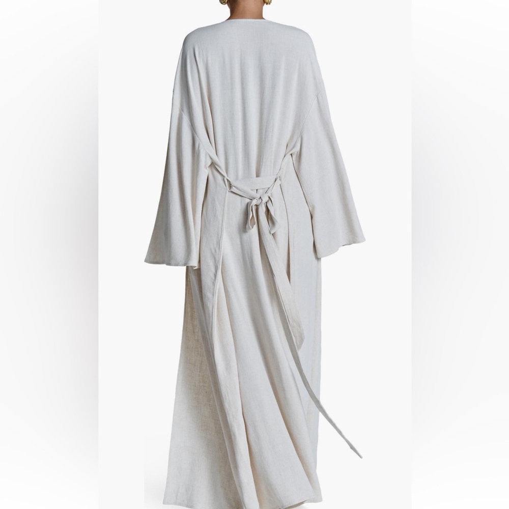 NAKED WARDROBE Waterfall Chiffon Long Sleeve Maxi Grey Sheer Duster